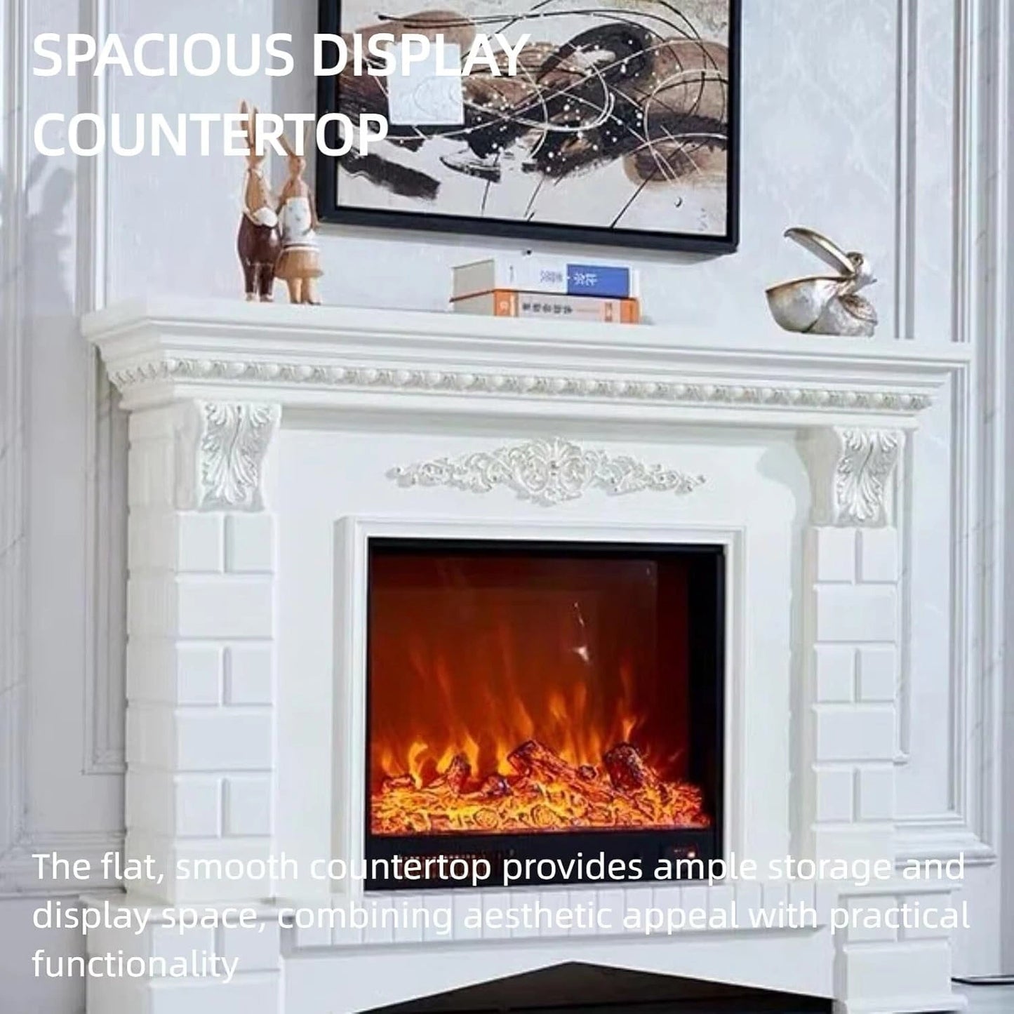 Aihm-Lon Tall Electric Fireplace Includes Openwork Base and Faux Bricks 59”