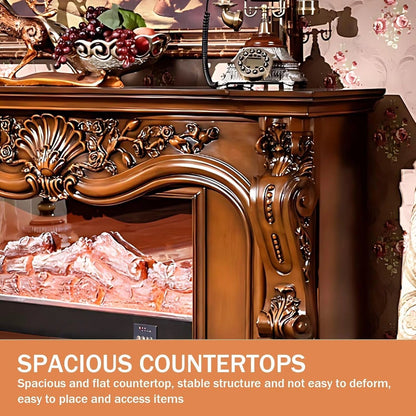 Aihm-Lon Luxurious Electric Fireplace Includes Brown Exquisite Carved Design 63”