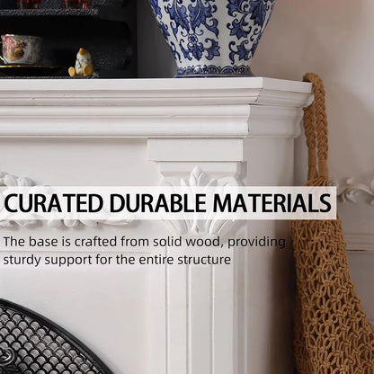 Aihm-Lon Electric Fireplace with Realistic Flame Effect & White Carving 39”