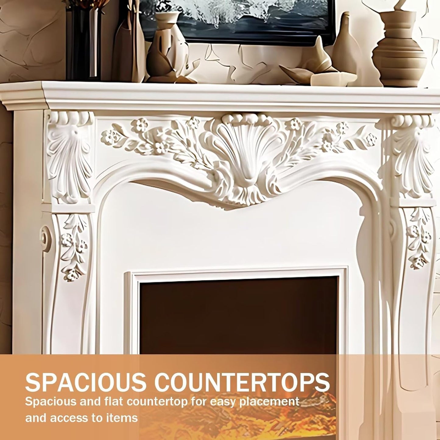 Aihm-Lon Exquisite Electric Fireplace with Spacious Countertop 55”