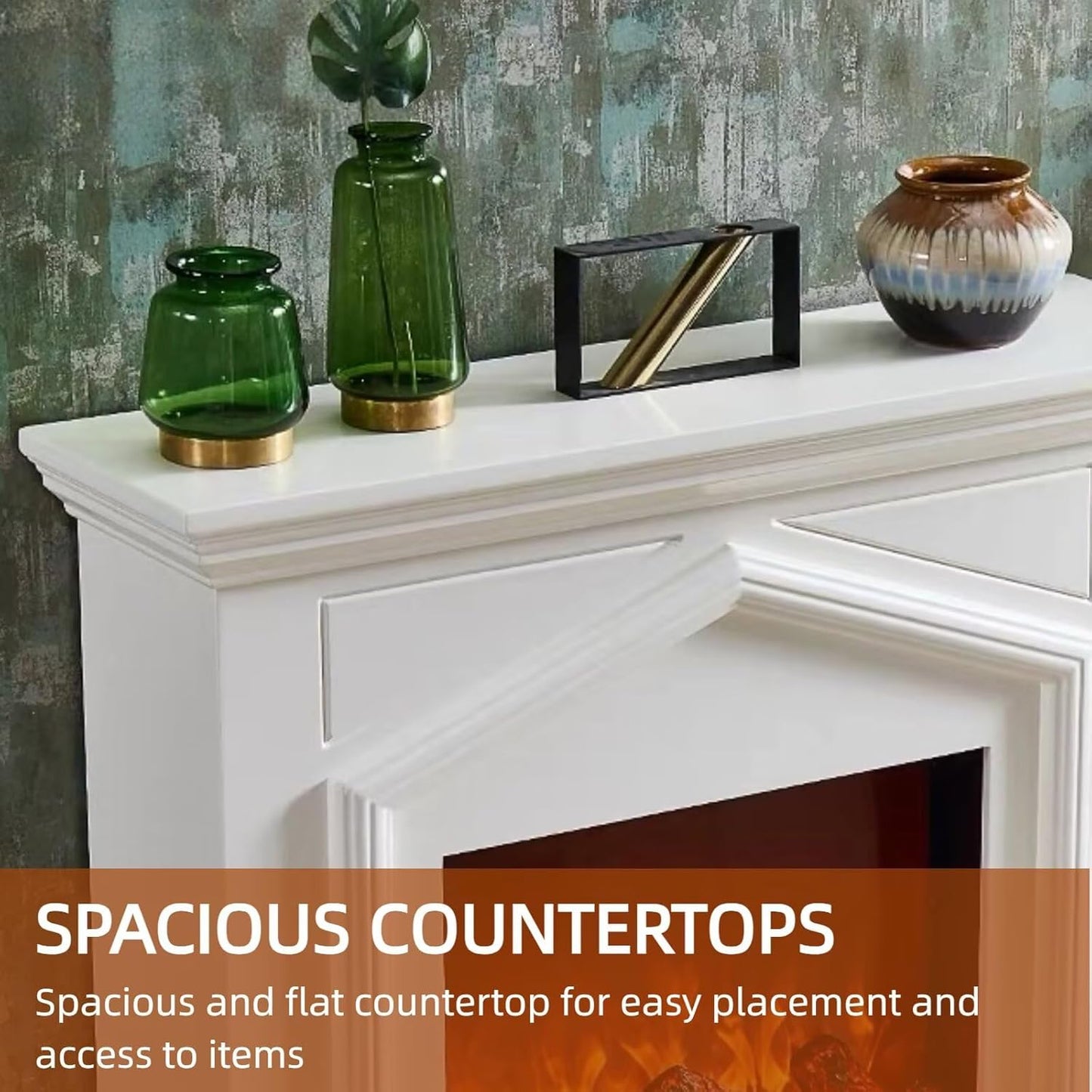 Aihm-Lon Brown Electric Fireplace Roof Shape 47”-59”