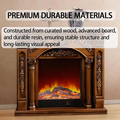 Aihm-Lon Vintage Electric Fireplace Includes Brown Vintage Double Columns 47”