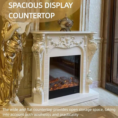 Aihm-Lon Faux Electric Fireplace Includes White European Three-Dimensional Carving 47”