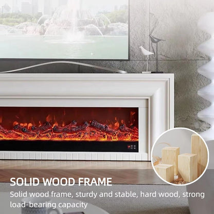 Aihm-Lon White Electric Fireplace with Ambient Light 79”