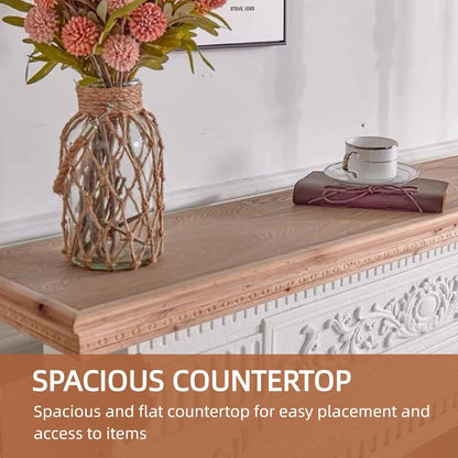 Aihm-Lon White Indoor Electric Fireplace with Retro Engraving 49”