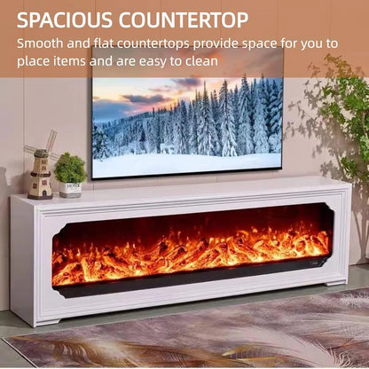 Aihm-Lon Modern Electric Fireplace Includes White Layered Lines Design 79”