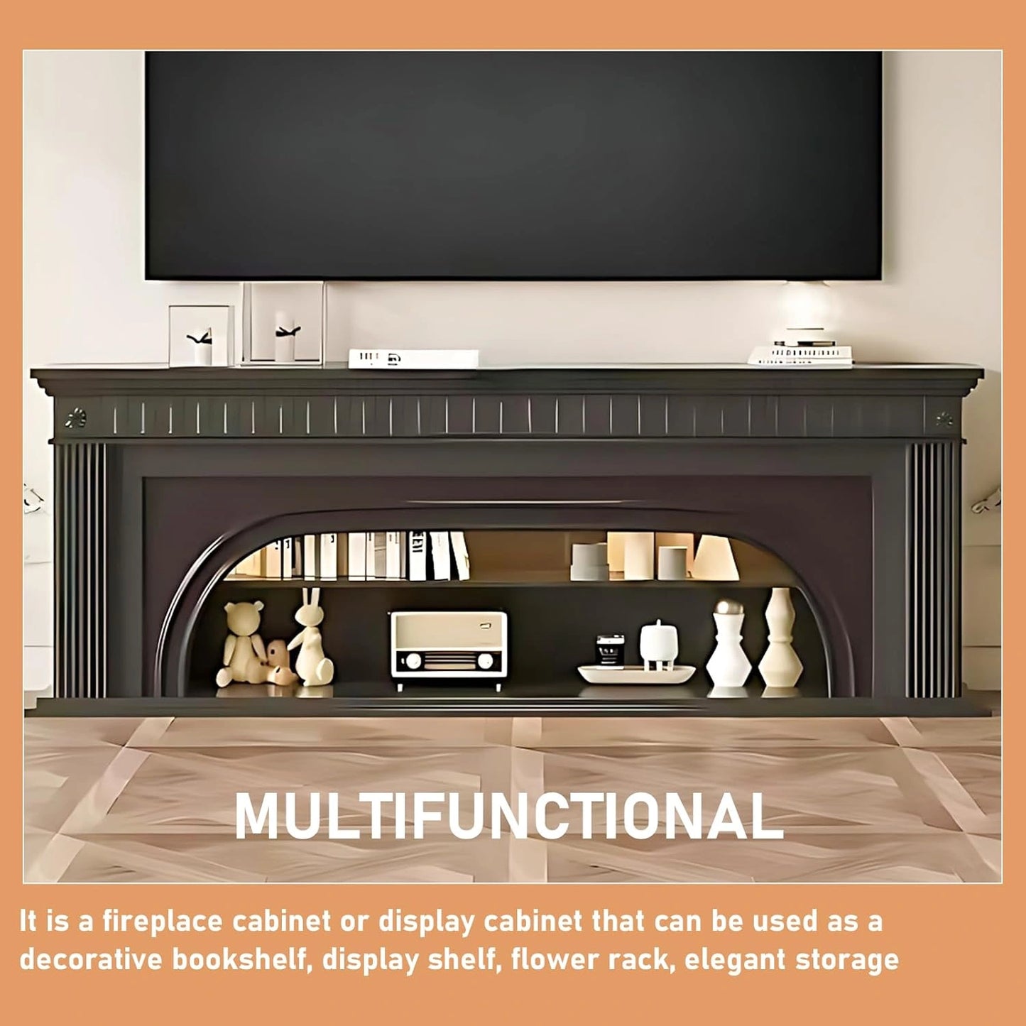 Aihm-Lon Modern Electric Fireplace with Arched Door and Striped Column Design 59”-79”