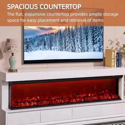 Aihm-Lon Simple Electric Fireplace with Three-Sided Faux Flame 79”