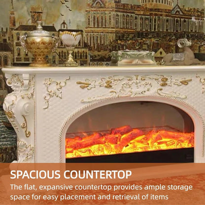 Aihm-Lon Electric Fireplace Includes 3D Texture with White Luxury Arched Frame 71”