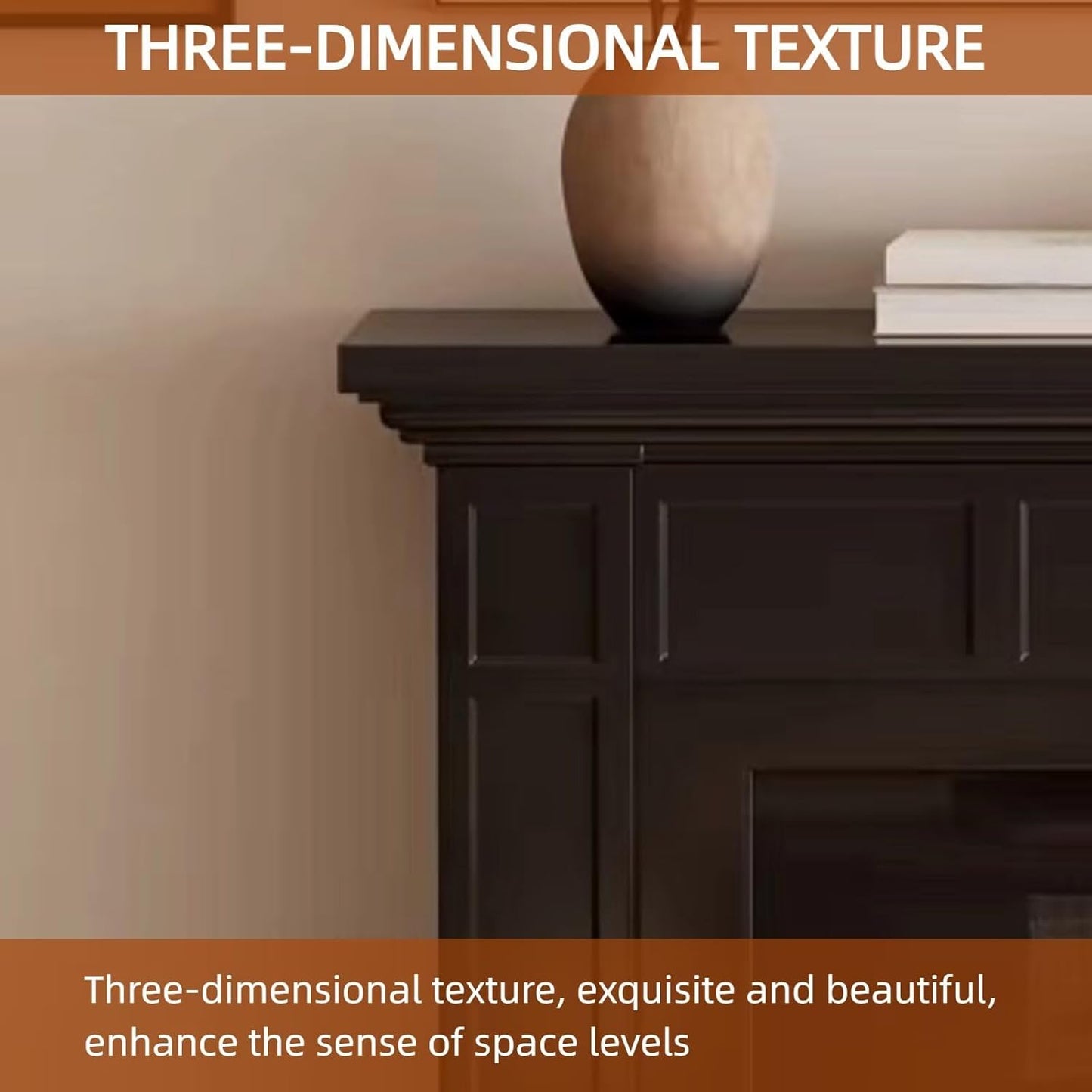 Aihm-Lon Black Electric Fireplace Faux Flame 3D Texture 47”-59”