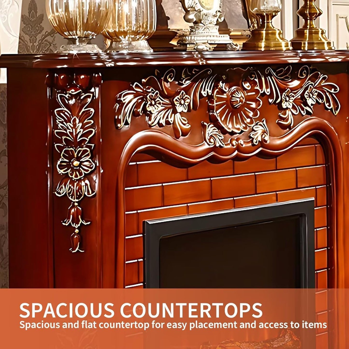 Aihm-Lon Brown Electric Fireplace with Simulated Brick 58”