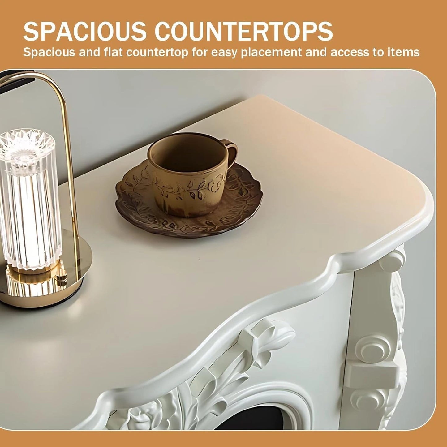 Aihm-Lon Modern Electric Fireplace with White Luxurious Carved Design 43”-59”