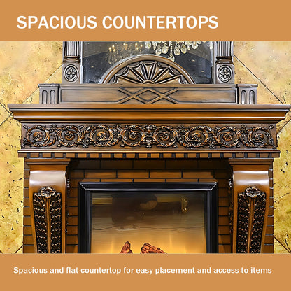 Aihm-Lon Electric Fireplace Brown Retro Design with Realistic Flame Effects 59”