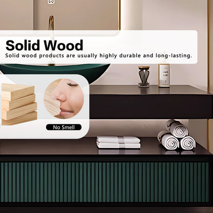 36"- 68" Modern Mounted Bathroom Vanity Set with Single Green Sink And Oval Mirror