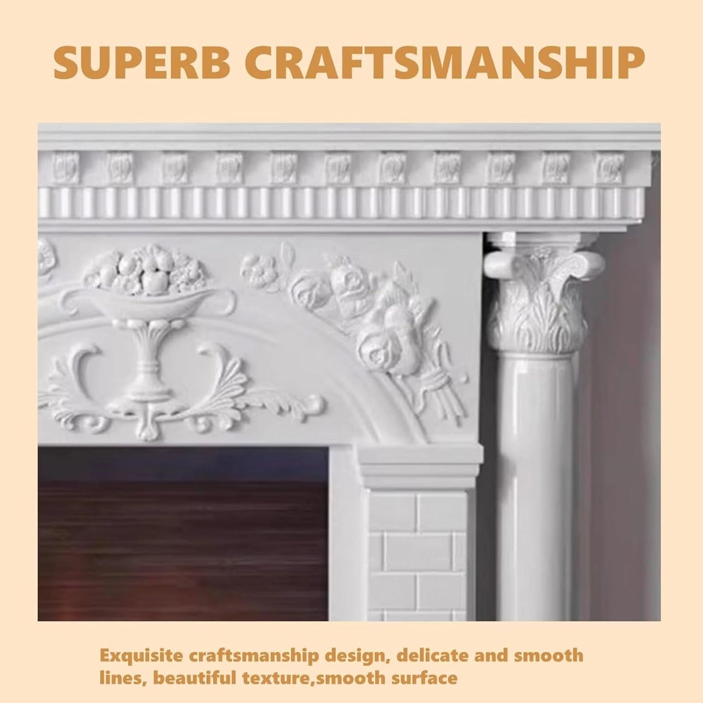 Aihm-Lon Electric Fireplace Heater with Unique Roman Column Design