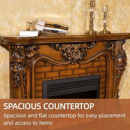 Aihm-Lon Electric Fireplace Brown Faux Chimenea TV Stand 65”