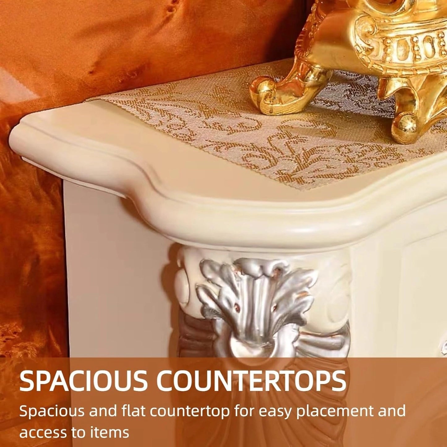 Aihm-Lon White Electric Fireplace with 3D Flame Effect Indoor Heater 59”