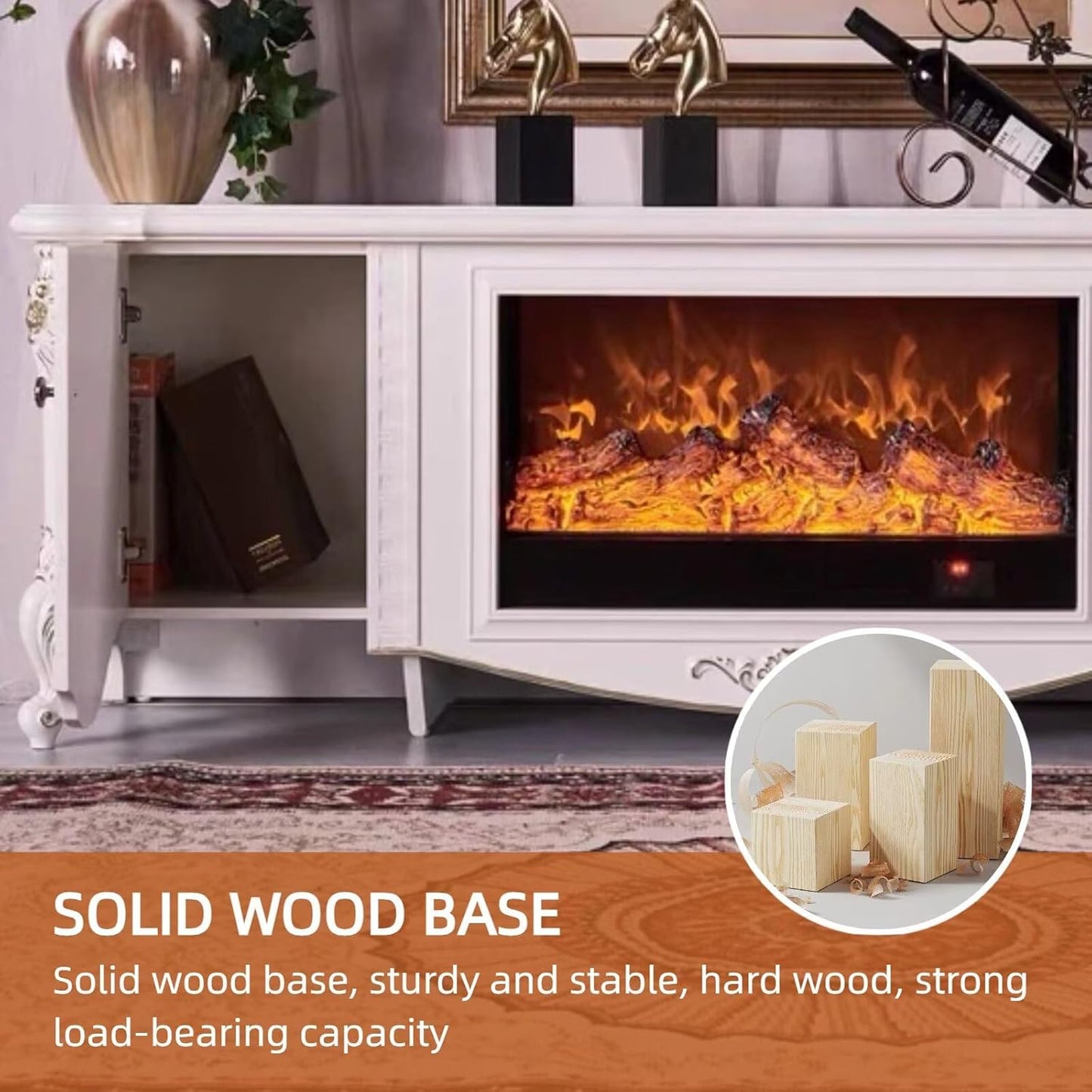 Aihm-Lon Retro Electric Fireplace Includes Gold-Traced 71”