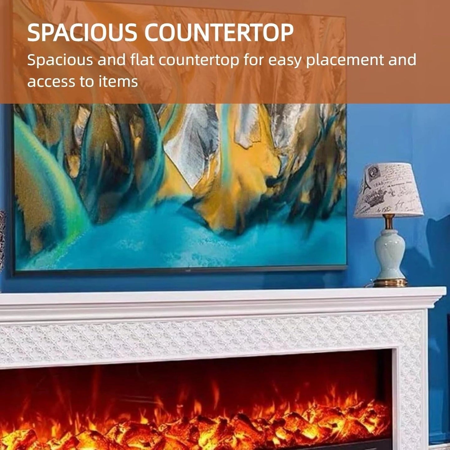 Aihm-Lon Classic Electric Fireplace with European Scroll Pattern 47”