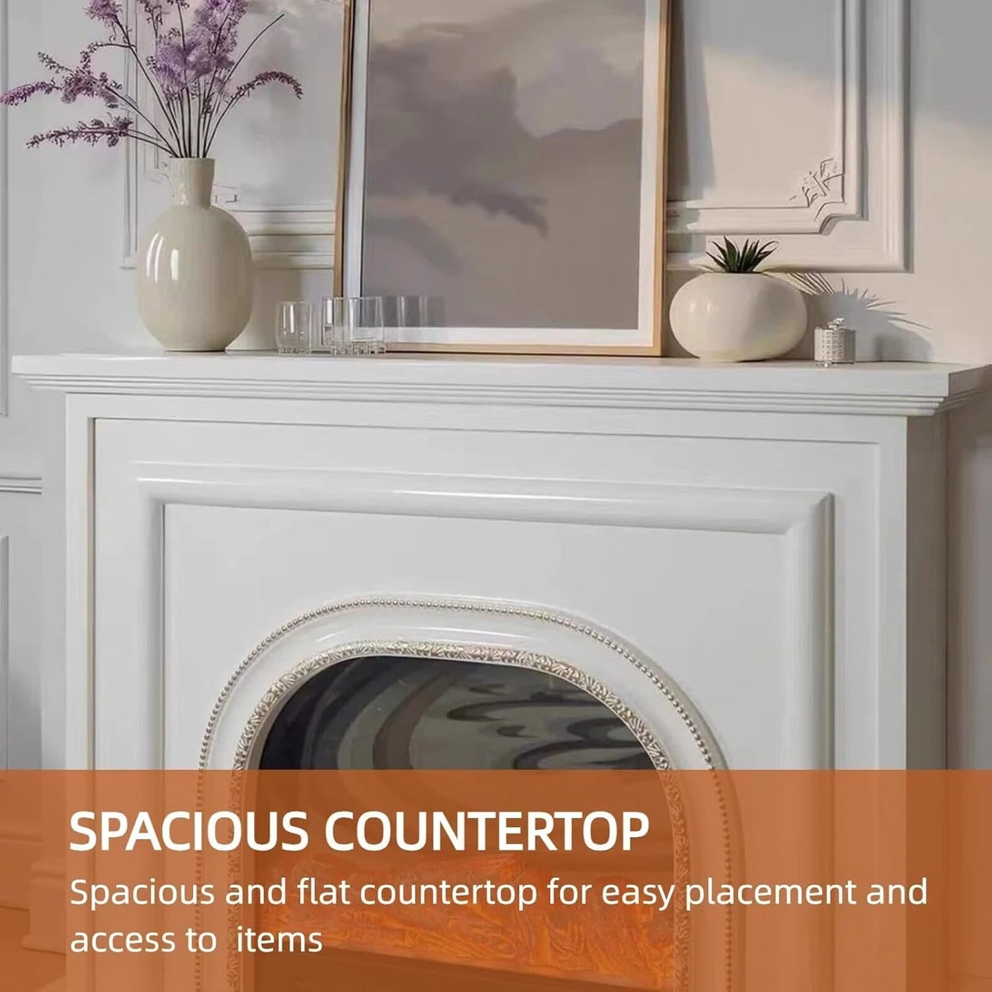 Aihm-Lon Luxury Electric Fireplace with White French Arched 59”