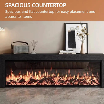 Aihm-Lon Modern Electric Fireplace Includes Wood Grain with Decorative Flame 79”