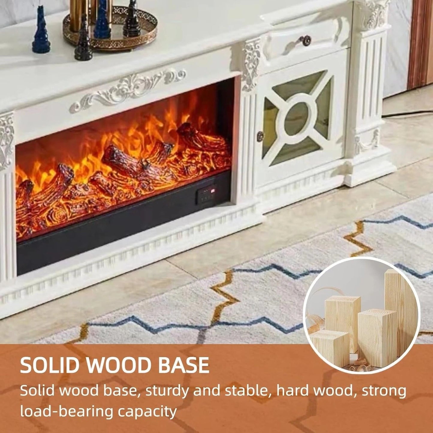 Aihm-Lon Electric Fireplace Geometric Hollowed-out Design 79”