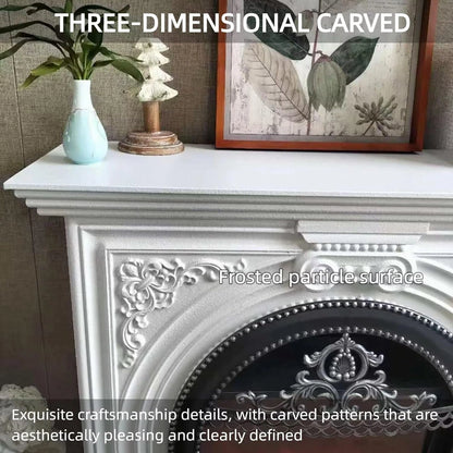 Aihm-Lon White Electric Fireplace with Vintage Hollow Birdcage 39”