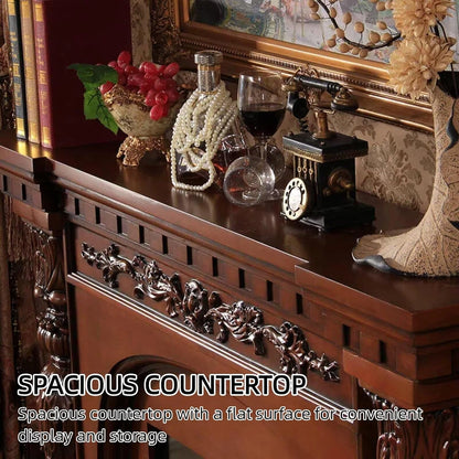 Aihm-Lon Luxury Electric Fireplace Includes Brown Ornate Carvings 59”