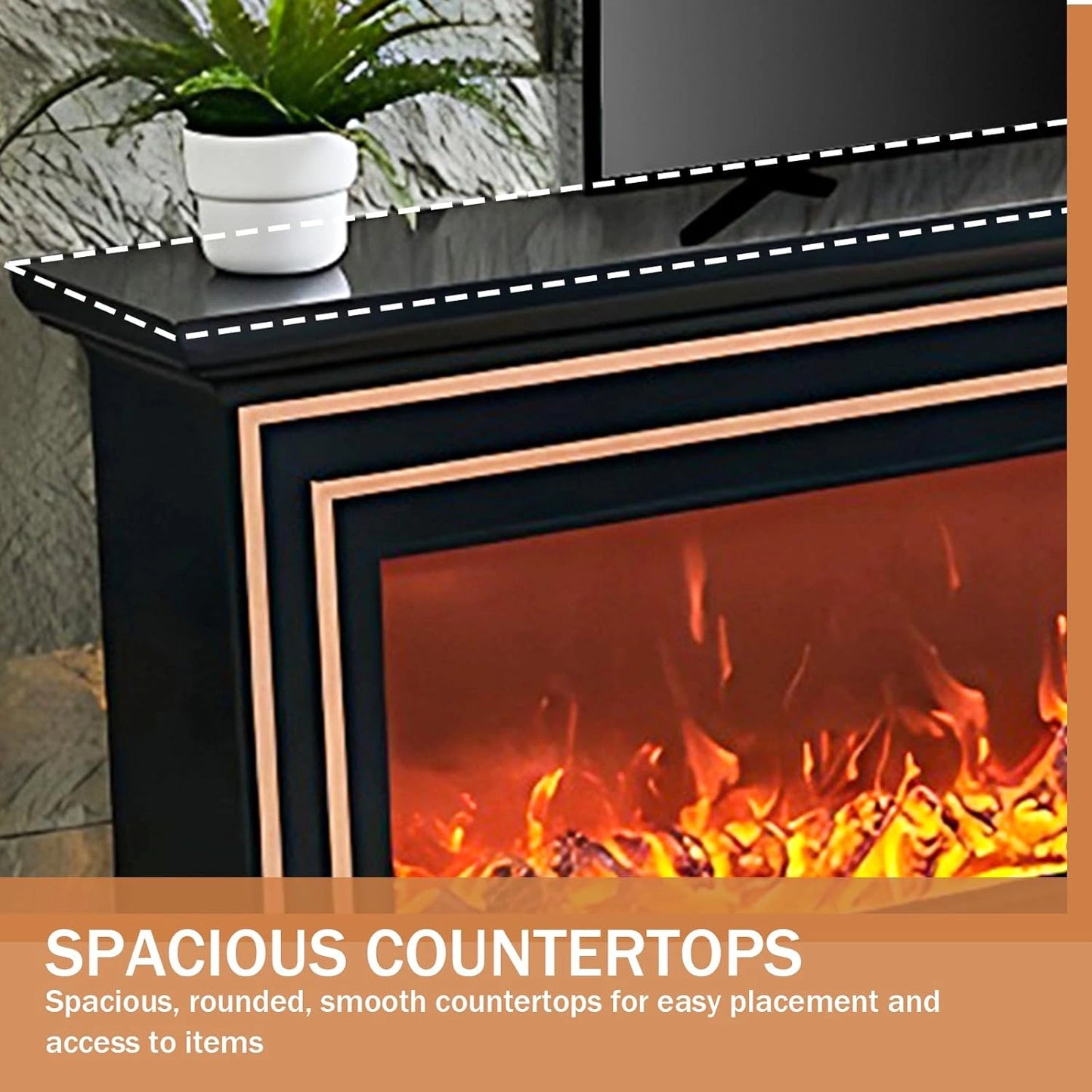 Aihm-Lon Electric Fireplace with Mantel Includes Brown Line Design 71”-79”