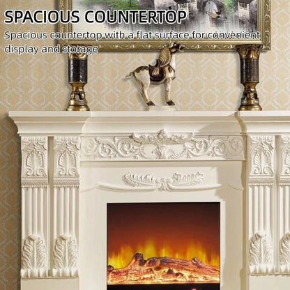 Aihm-Lon White Electric Fireplace with Decorative Real Flame Inserts 73”