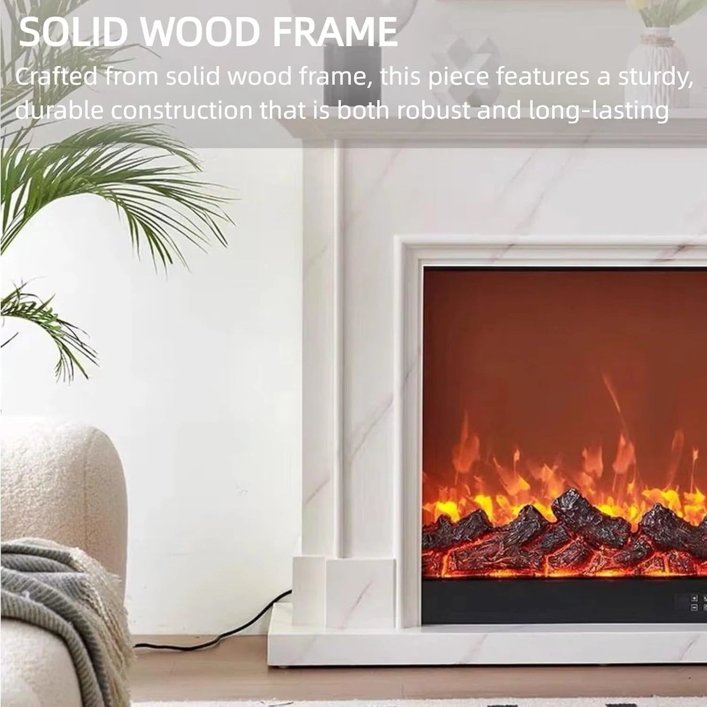 Aihm-Lon Electric Fireplace Includes White Marble Pattern Design 47”