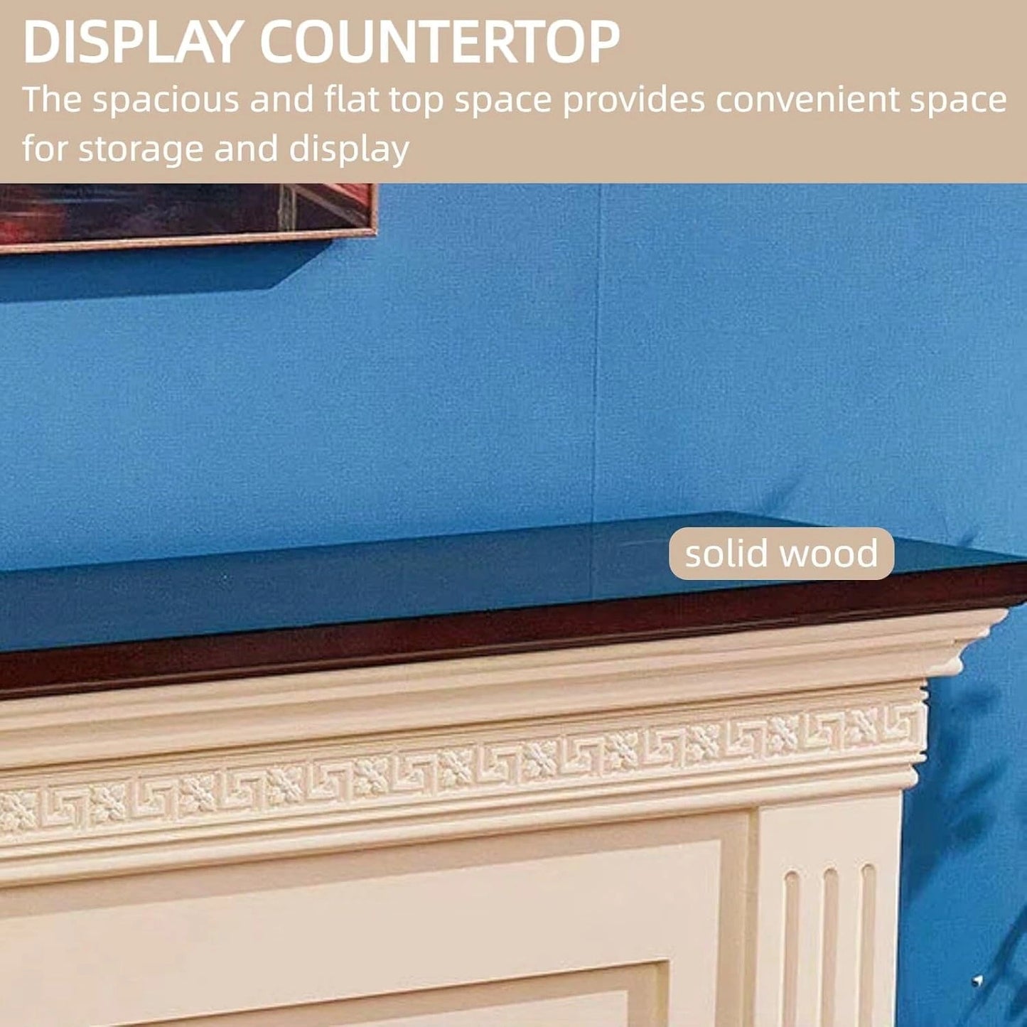 Aihm-Lon Tall Electric Fireplace Includes 3D Floral Carving & Arched Firebox 47”