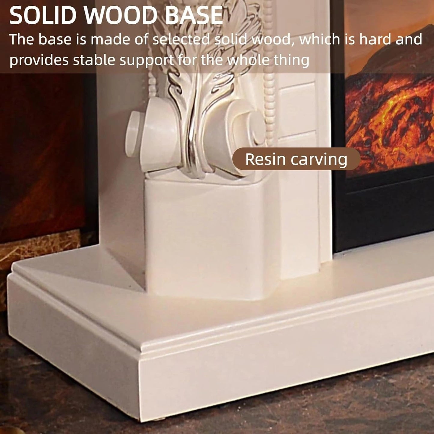 Aihm-Lon European Electric Fireplace Includes White 3D Carving 47”