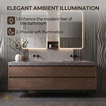 60''-96'' Floating Bathroom Vanity with Sink Dual Wall Mounted Textured Grey Stone Top Cabinet