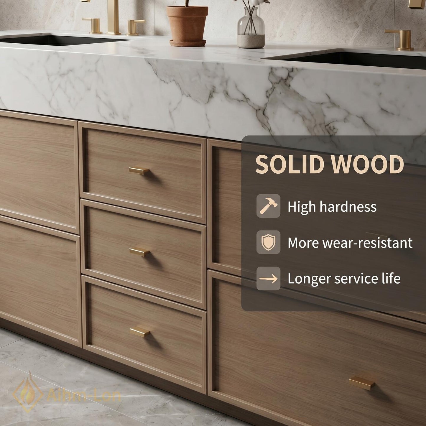 60''-96'' Double Bathroom Vanity with Sink Floating Marble-Top Mirror Sleek