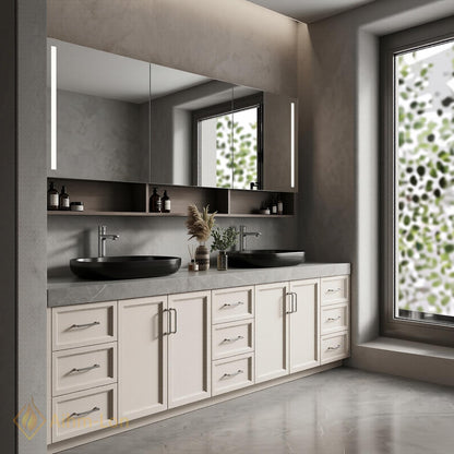 60''-96'' Double Bathroom Vanity with Sink Modern Stone-Look Floating Wall-Mounted Spacious Frame