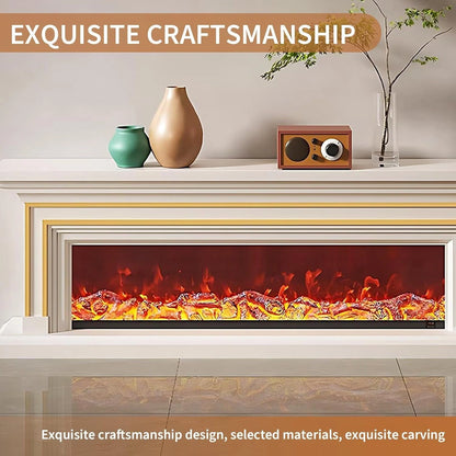 Aihm-Lon Simple Electric Fireplace with Golden line decoration 59”-95”