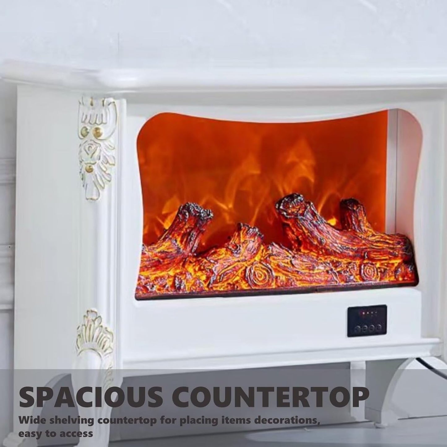 Aihm-Lon White Electric Fireplace with Exquisite Patterns 30”-54”