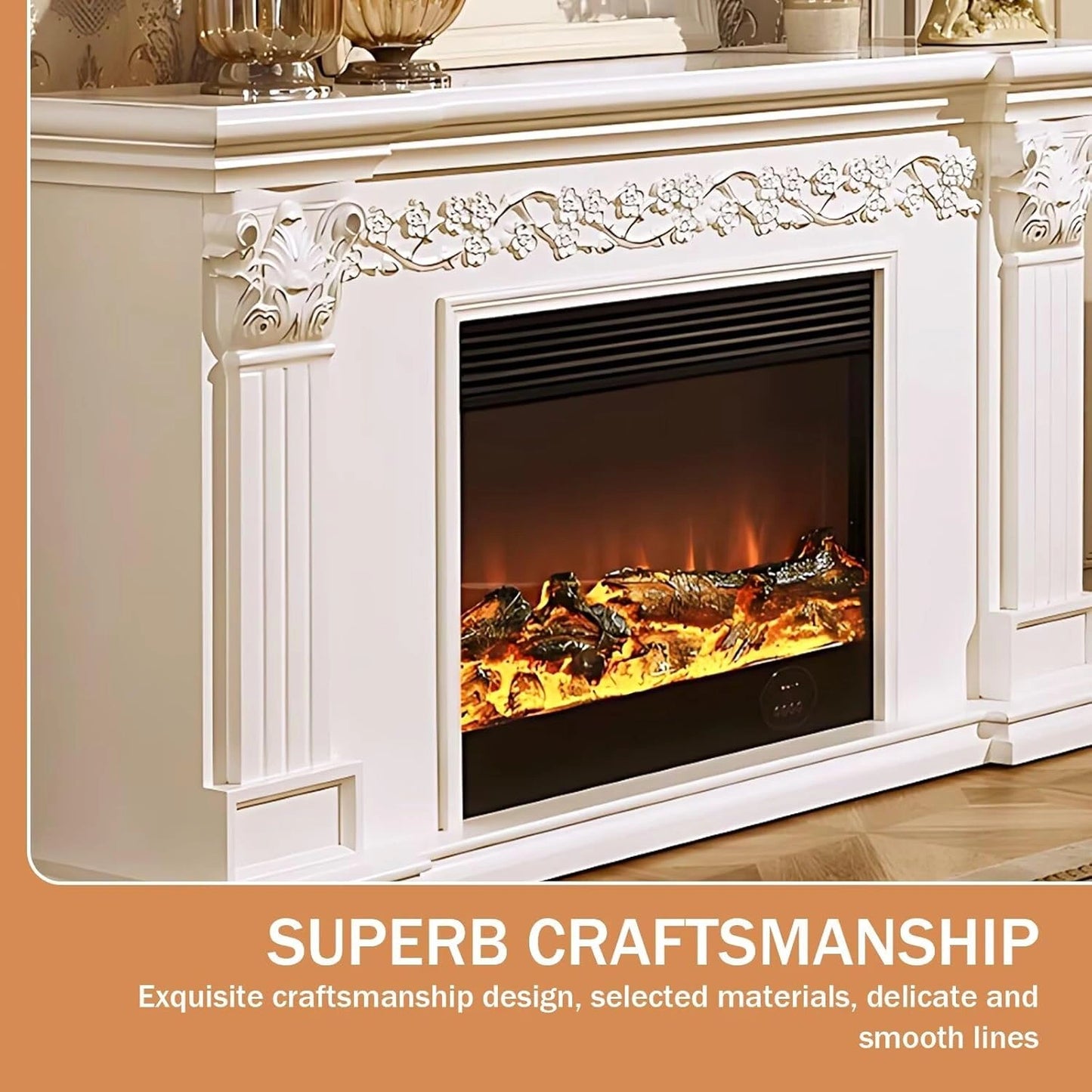 Aihm-Lon Luxurious Electric Fireplace Horizontal Carved Design 59”