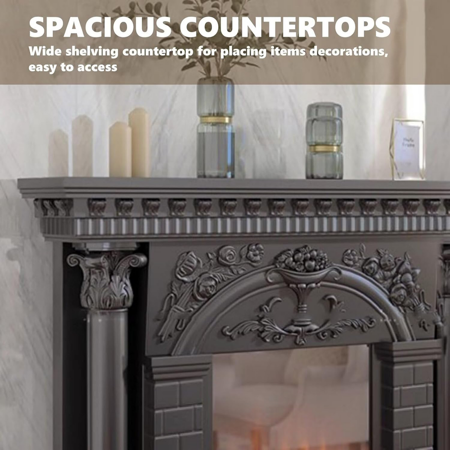 Aihm-Lon Electric Fireplace Heater with Unique Roman Column Design