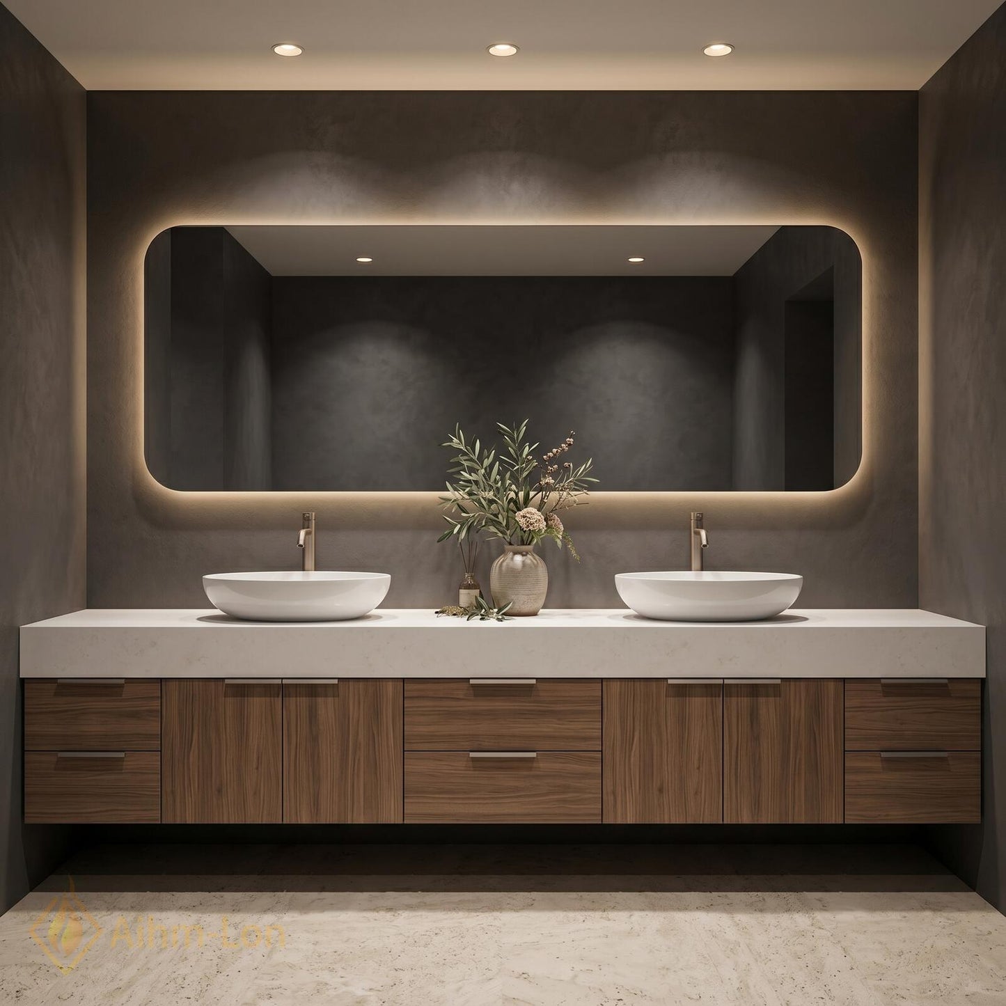 60''-96'' Double Bathroom Vanity with Sink Wood Modern Floating Basins Dual Clean