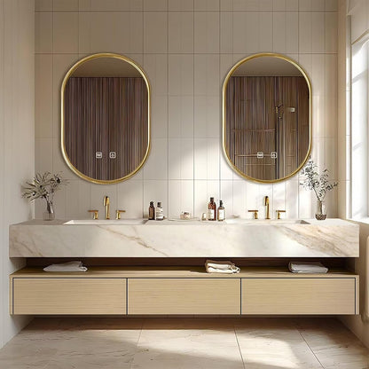 92"Floating Bathroom Vanity with Double Sinks Includes Log Style Cabinet