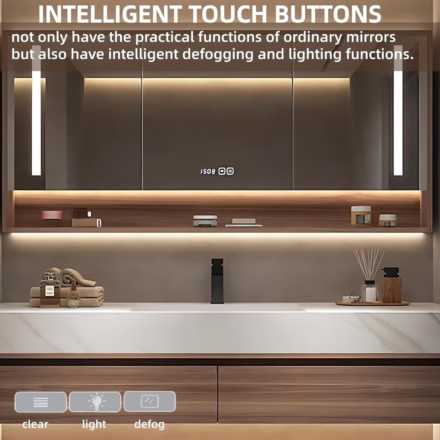 52"40"Luxury Bathroom Vanity with Sink (Wood Grain Color Modern Style)