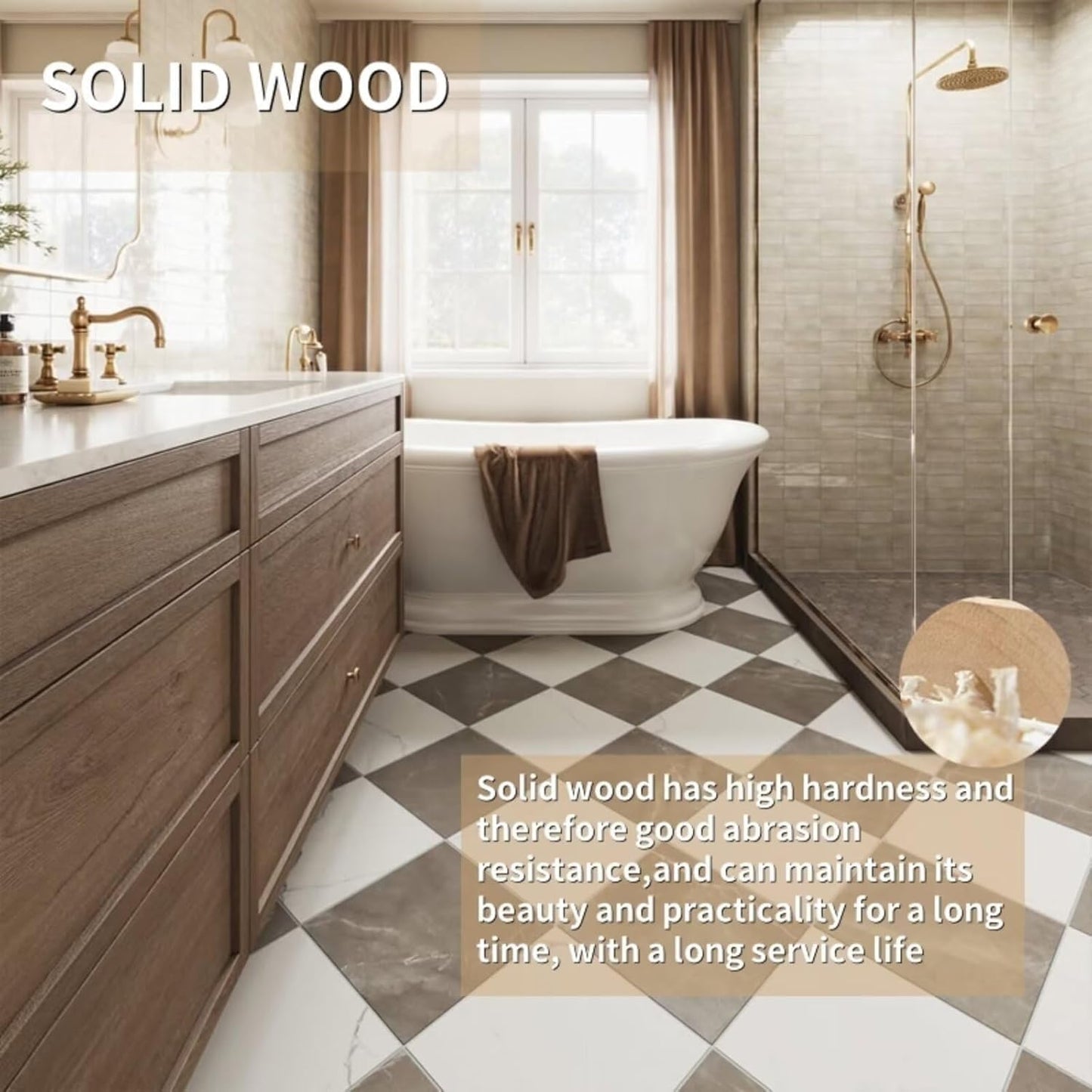 60"-96" Floating Bathroom Vanity with Double Sinks (Medieval Log Style)