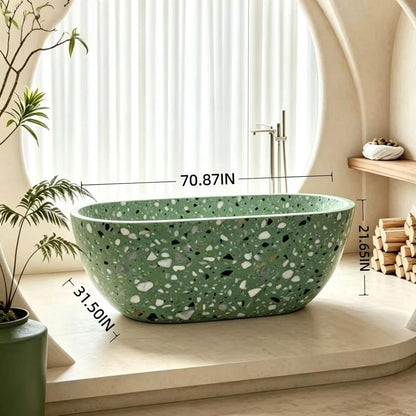 Aihm-Lon Freestanding Bathtubs - Bathtub with Green Oval Design