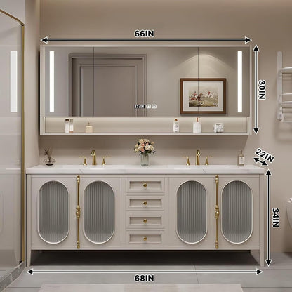 68"Modern Bathroom Vanity Includes Fine Copper Metal Texture Handle