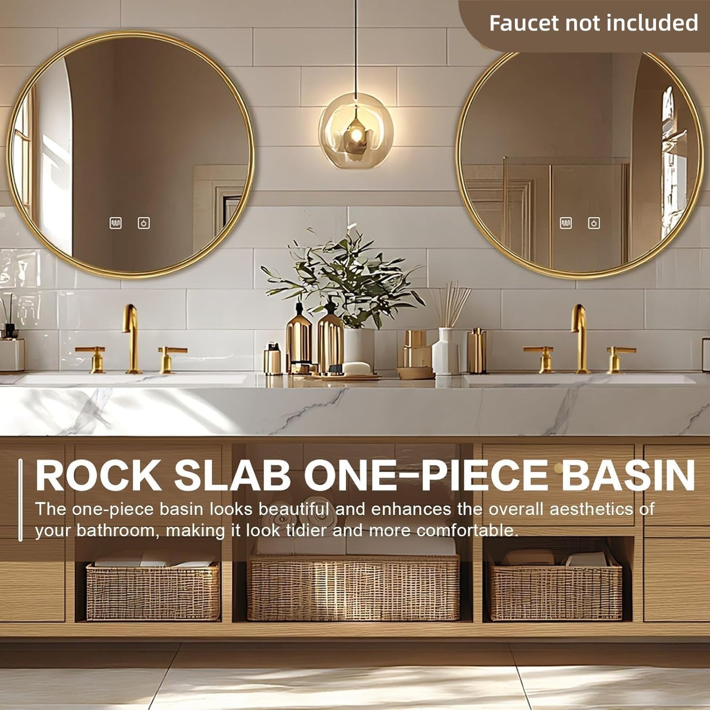 88"Floating Bathroom Vanity with Double Sinks Includes American Country Style