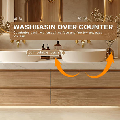 72"Floating Bathroom Vanity with Double Sinks Includes Irregular Mirrors