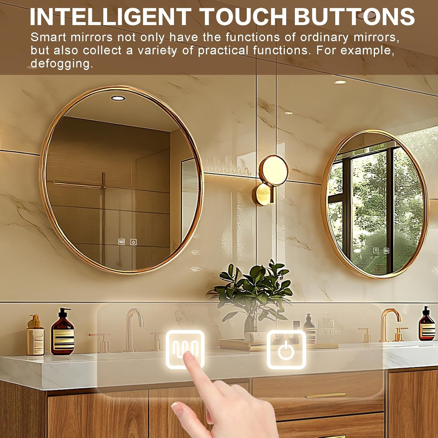 88"Retro Bathroom Vanity with Double Sinks Includes Symmetrical Cabinet & Round Mirror