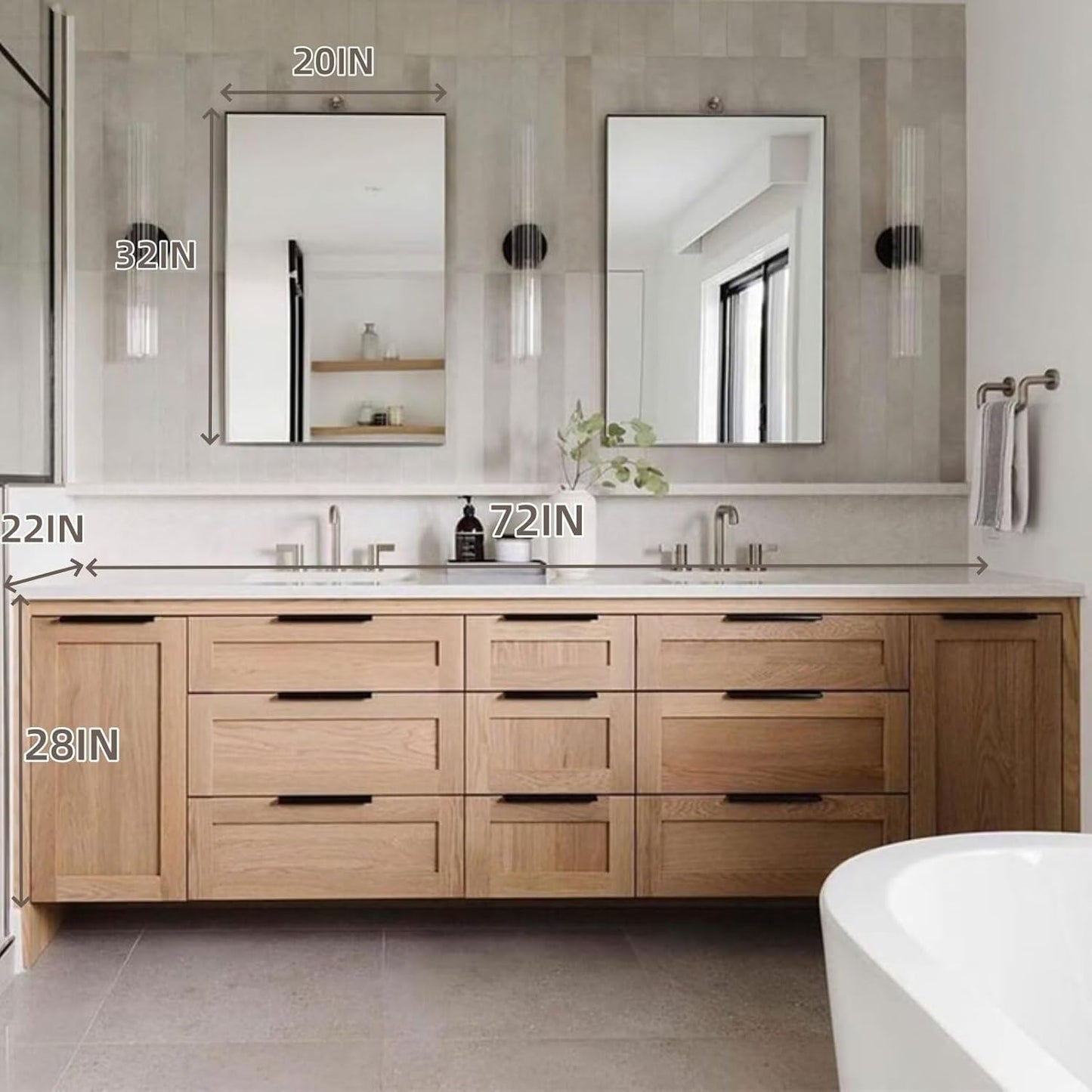 72"-96"Floating Bathroom Vanity with Double Sinks
